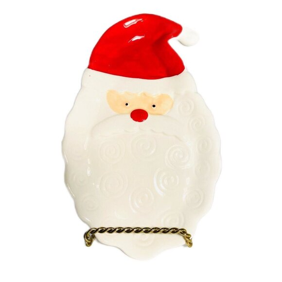 Other - Vintage Santa Claus Porcelain Candy Dish Spoon Rest Hand Painted Red Christmas